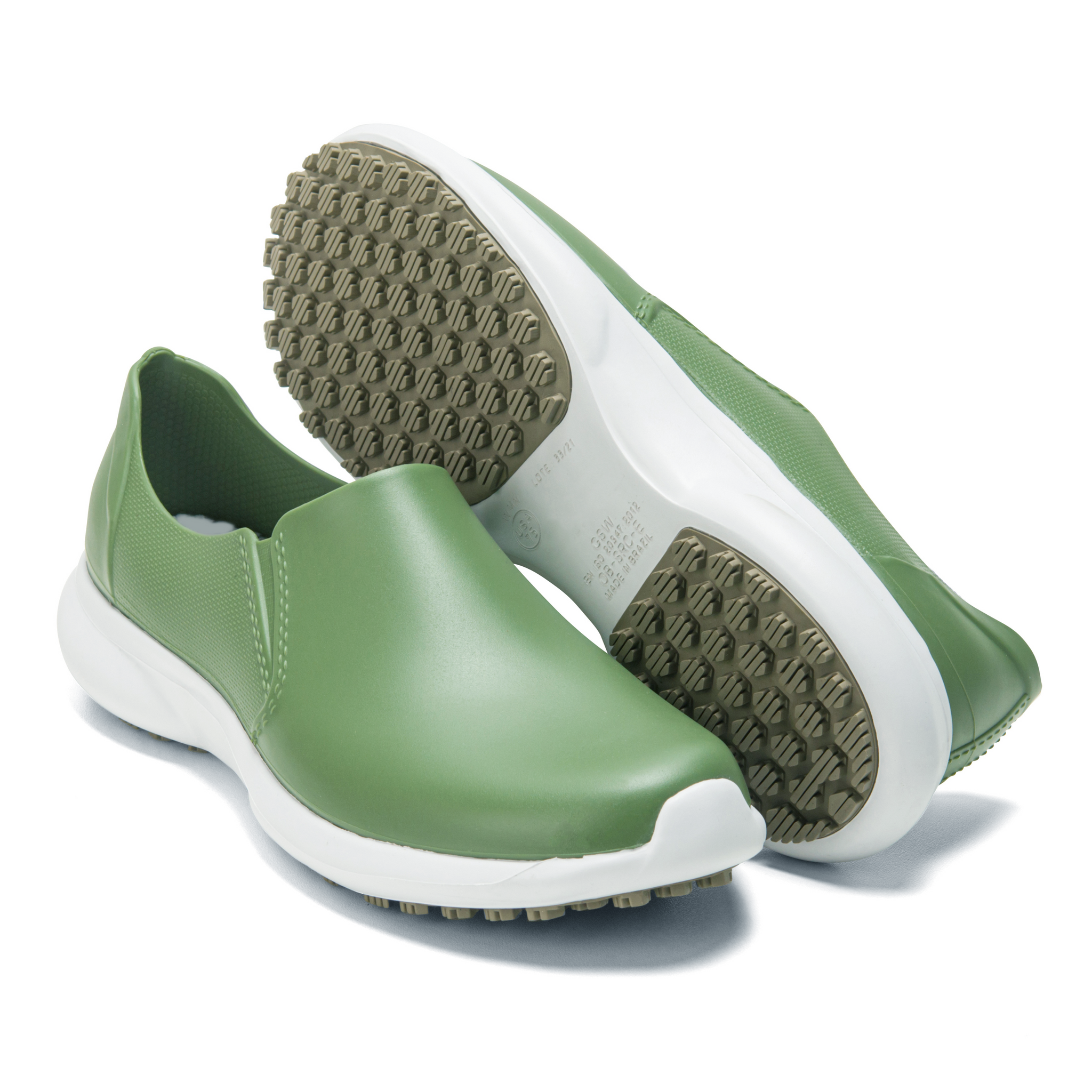 Womens green slip on top shoes