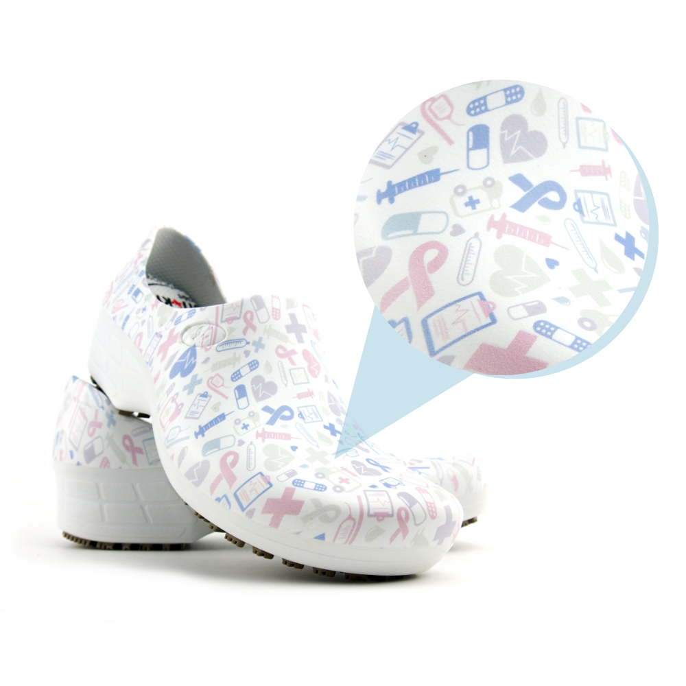 Sticky Professional Shoes for Women Printed Hospital Icons